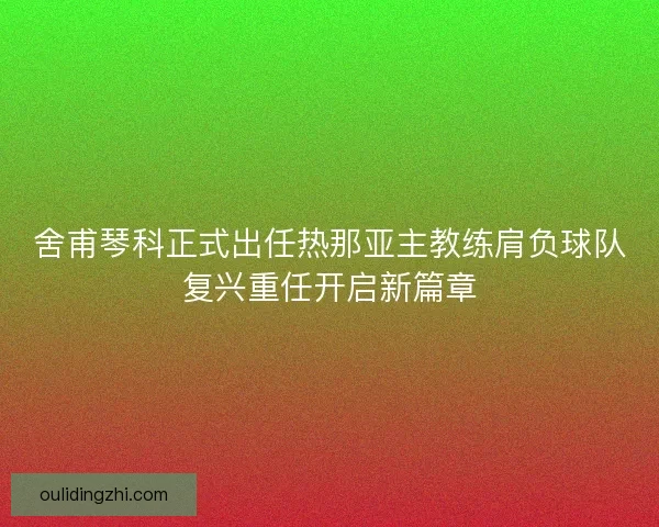 舍甫琴科正式出任热那亚主教练肩负球队复兴重任开启新篇章 舍甫琴科正式出任热那亚主教练肩负球队复兴重任开启新篇章